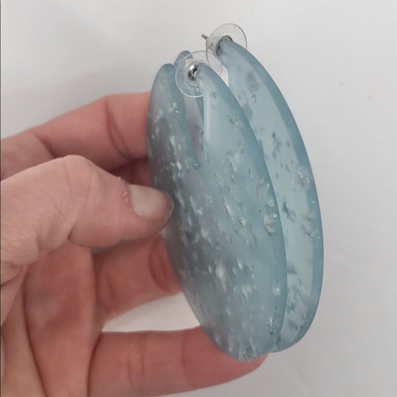 Matte Blue Acrylic Disk Earrings - Picture 3 of 6